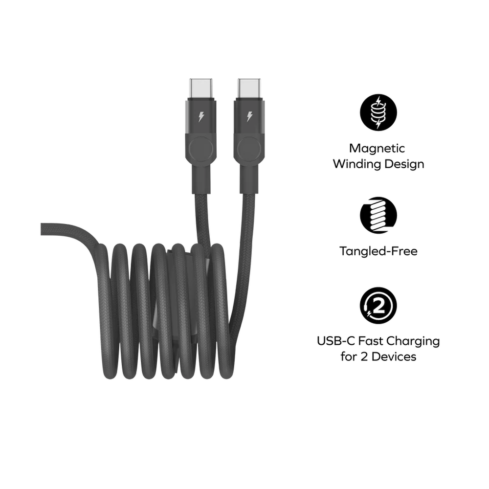 مومكس - كابل مغناطيسي USB-C إلى USB-C مزدوج 100 واط
