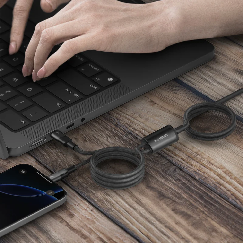 مومكس - كابل مغناطيسي USB-C إلى USB-C مزدوج 100 واط