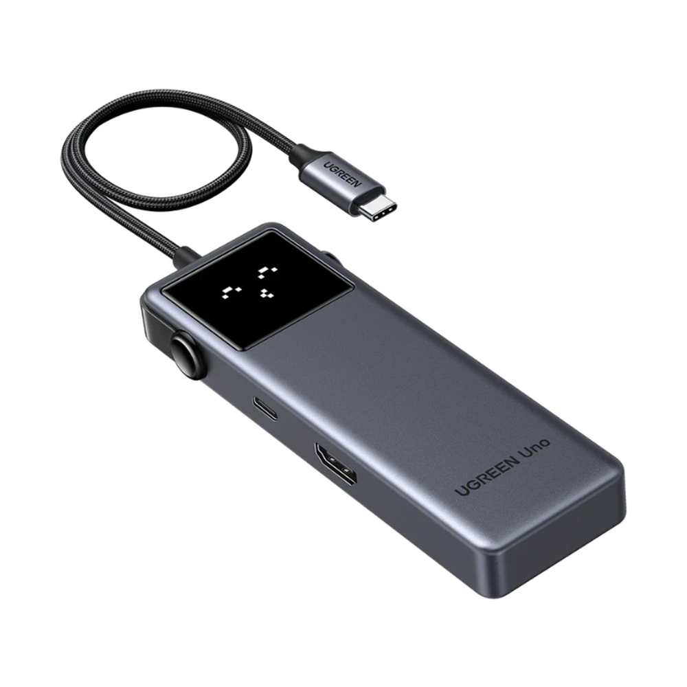 Side view of Ugreen Uno USB-C hub with HDMI and USB-A ports