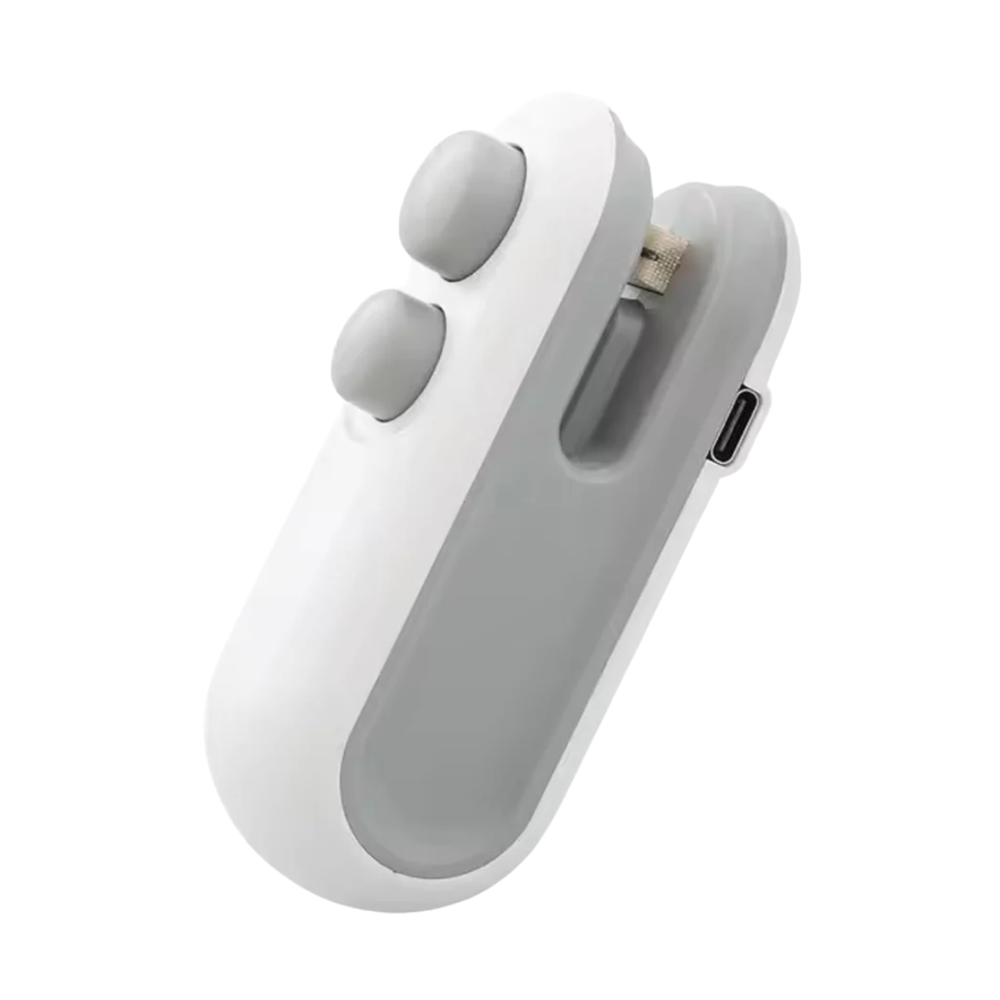 Compact curved design handheld food bag sealer front view