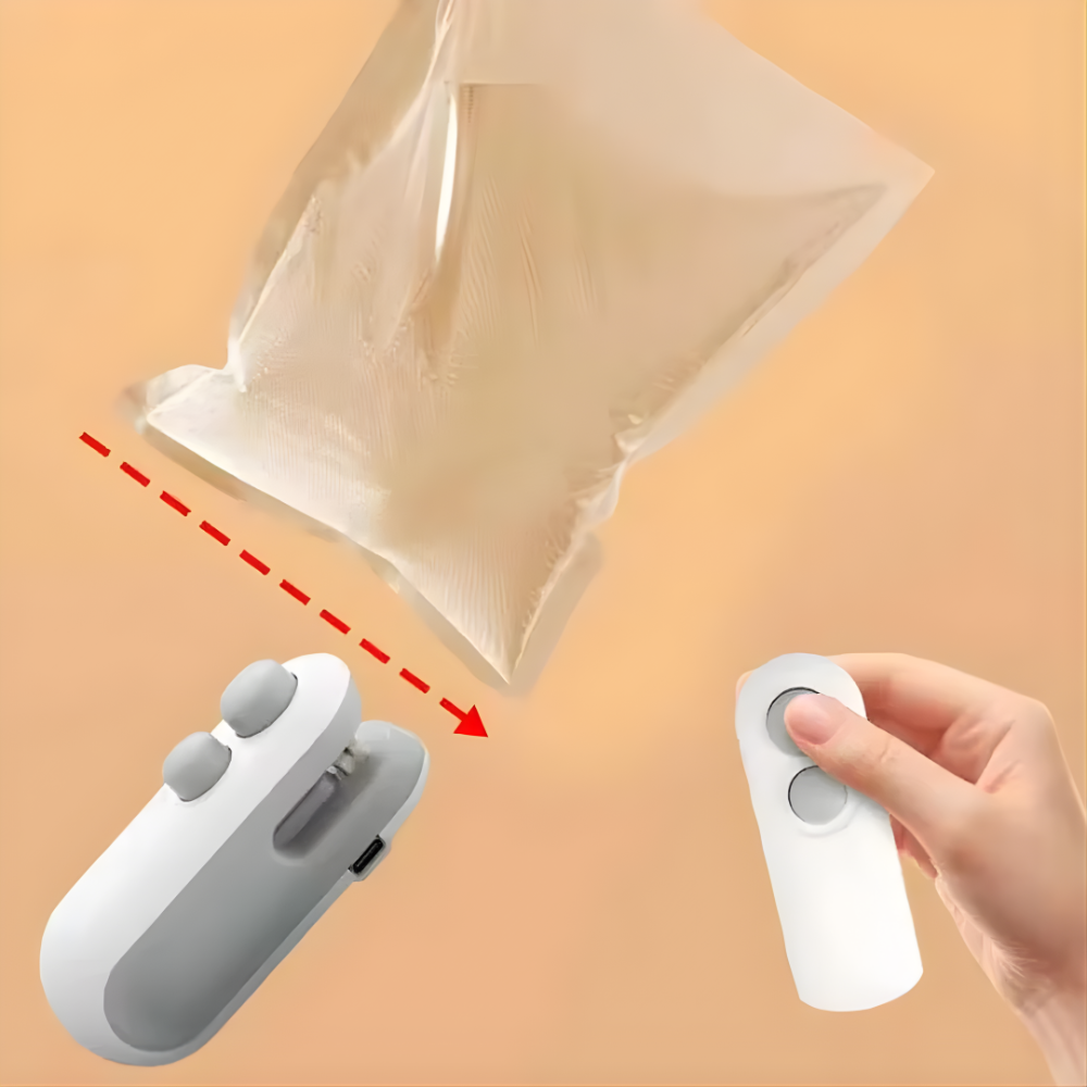 Handheld USB rechargeable heat sealer for instant plastic bag closure