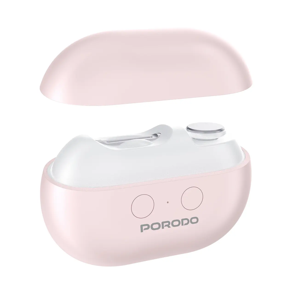 Pink matte charging case for Porodo electric nail clipper with white interior cradle