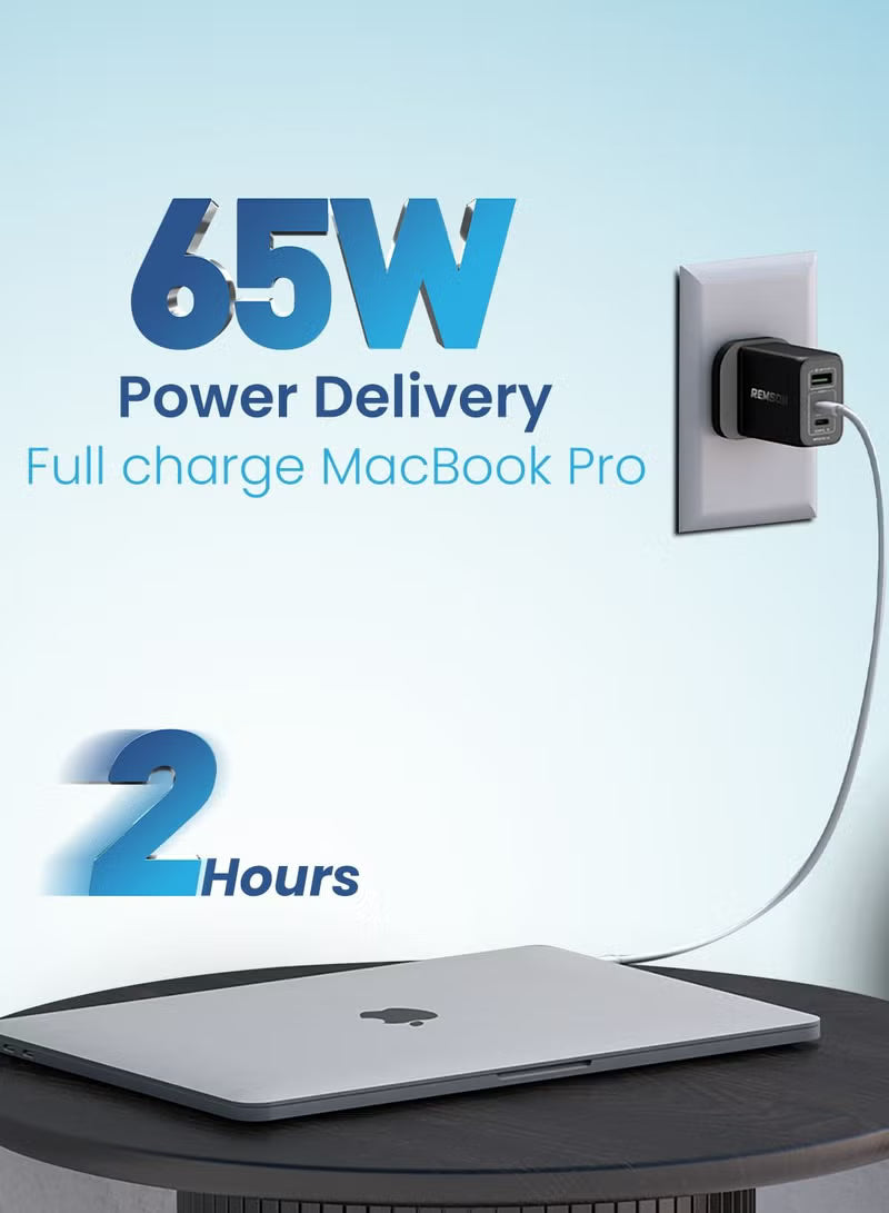 ريمسون - شاحن حائط 65 واط بثلاثة منافذ يو إس بي