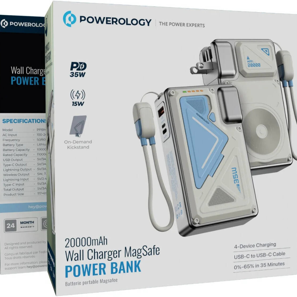 Powerology Wall Charger MagSafe Power Bank 20000mAh