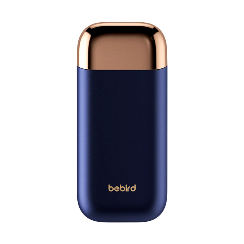 Navy blue and gold Bebird handheld ear cleaning device with flexible probe