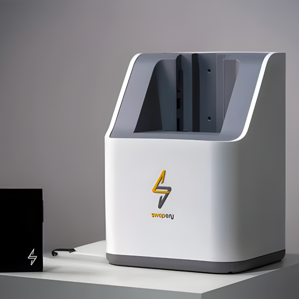 Swapery Type-C power case on charging station with swappable battery design