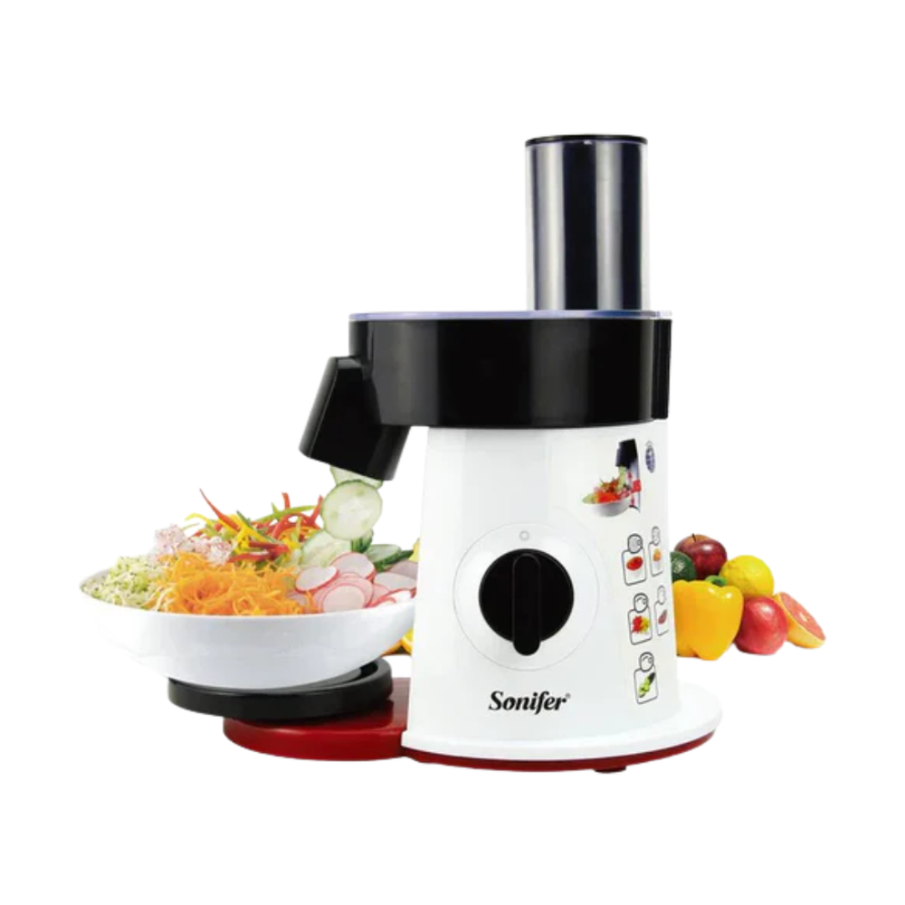 Sonifer multi-function electric veggie slicer with rotary dial and side chute