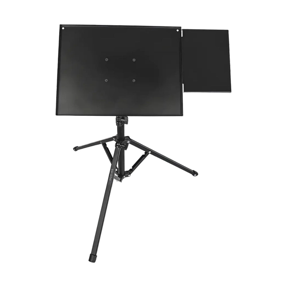 Black Porodo multi-function stand with adjustable tripod base and side tray