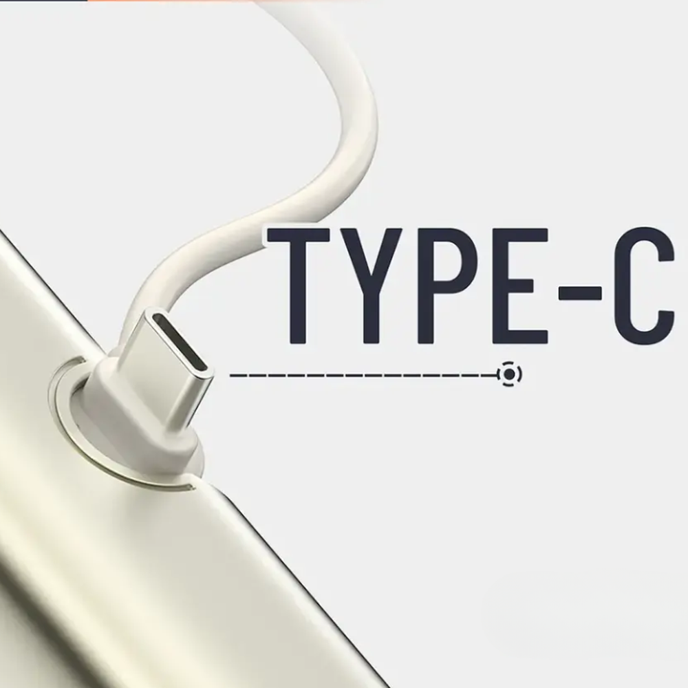 Porodo silver power bank close-up of built-in USB-C cable connector
