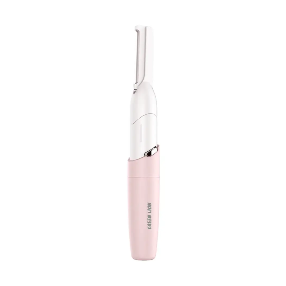 Front view of closed Pink Green Lion precision eyebrow trimmer