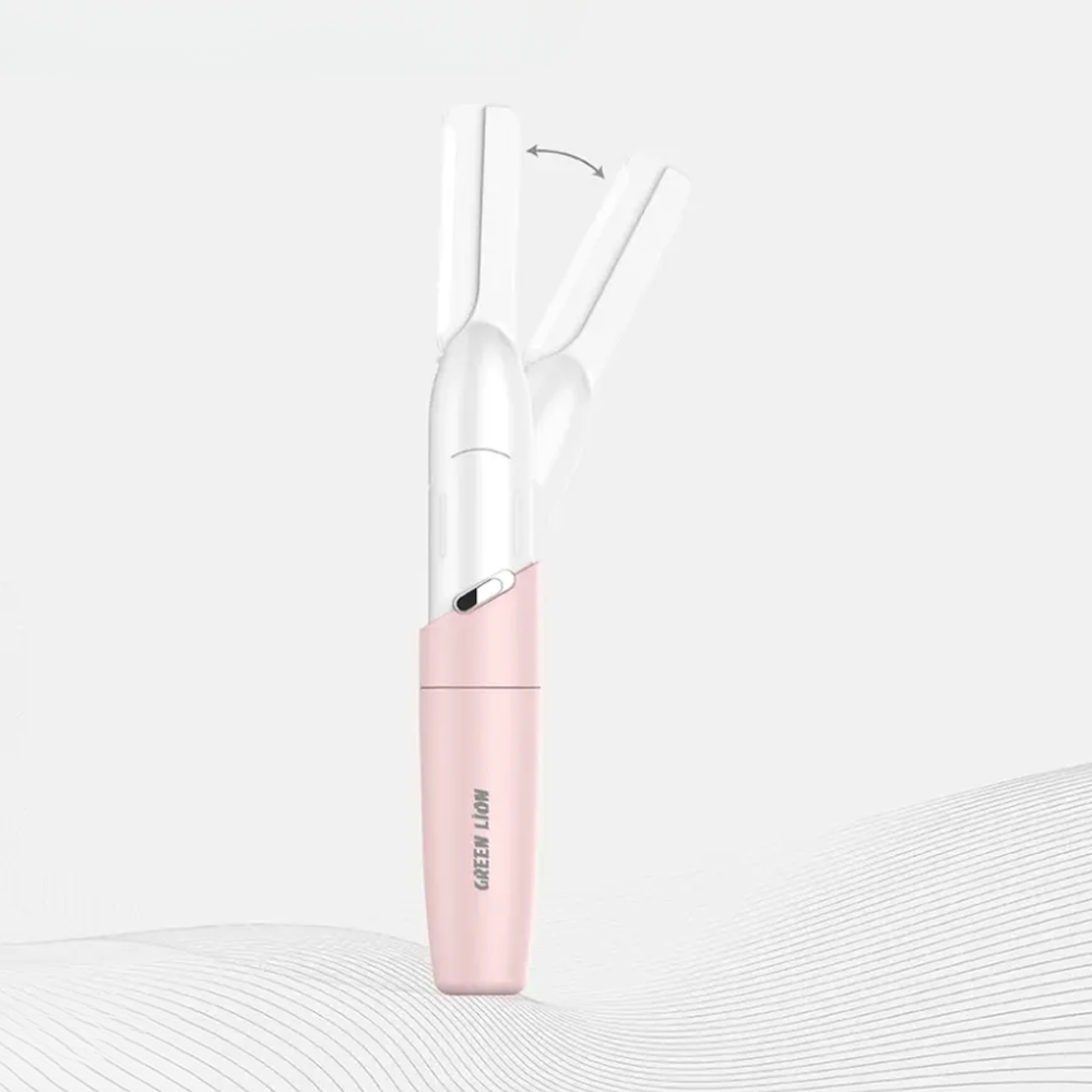 Pink Green Lion eyebrow trimmer with adjustable angle head