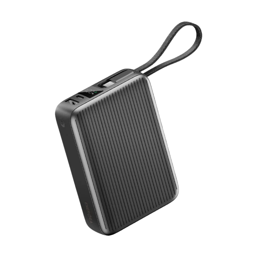Energea 45W portable charger with fabric loop handle and vertical ribbed texture