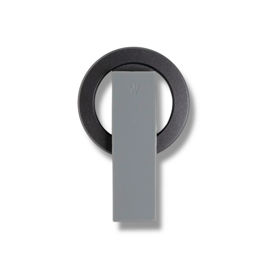 Charcoal matte magnetic ring stand with gray grip for MagSafe compatible phones