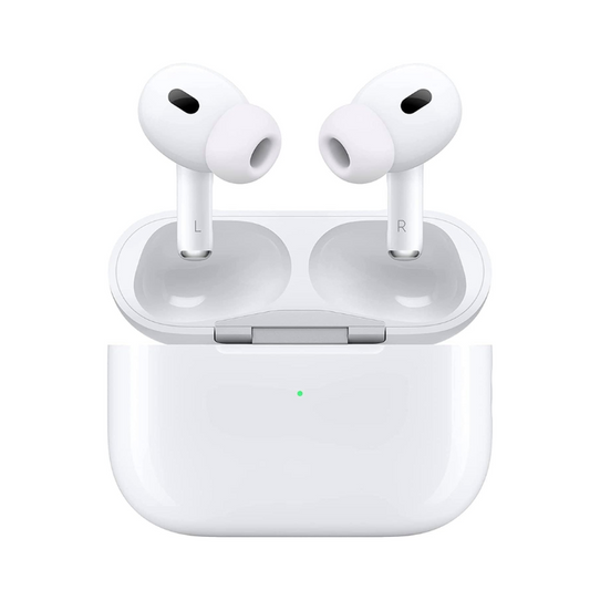 White charging case for Rebenuo AirPods Pro 2 with green LED indicator