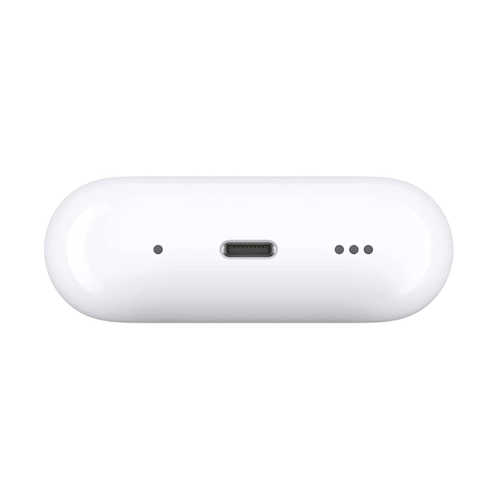Closed white Rebenuo AirPods Pro 2 case showing USB-C port and matte finish