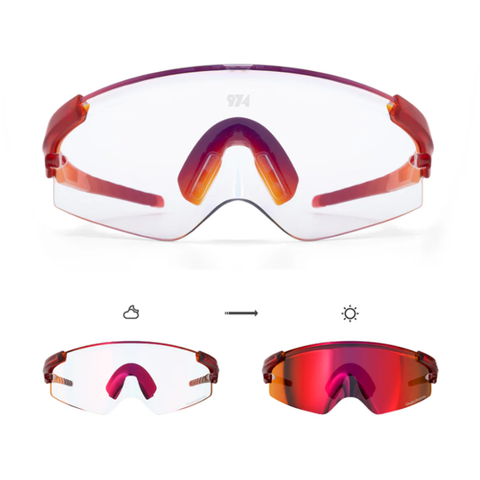 AL RUWAIS photochromic transition diagram showing light to dark red tint change