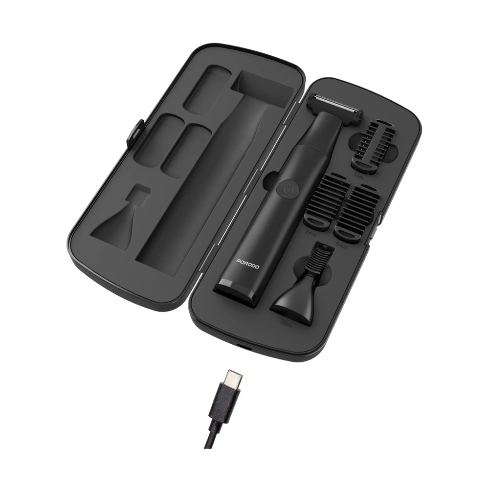 Porodo trimmer kit in hard case with combs and cleaning tool