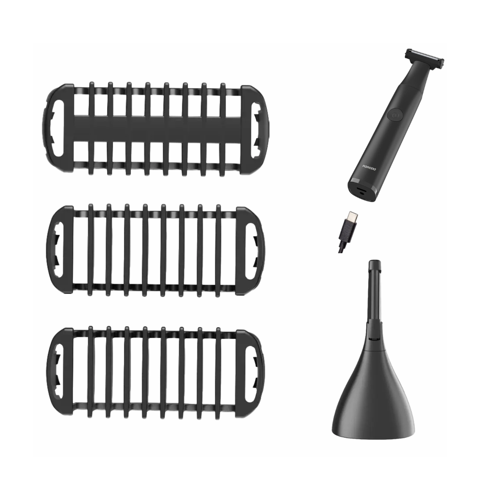 Porodo rechargeable trimmer with USB-C cable and comb attachments