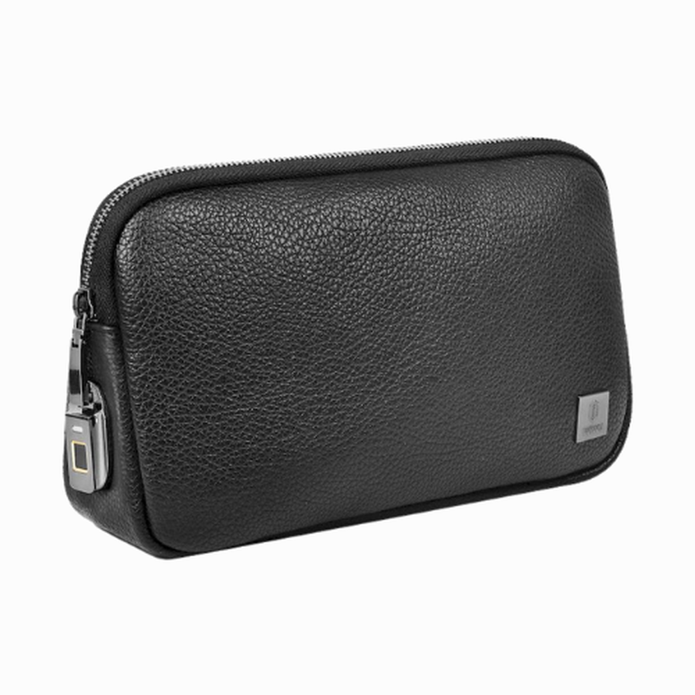 Wiwu Salem black smart security pouch with metallic fingerprint sensor and logo plaque