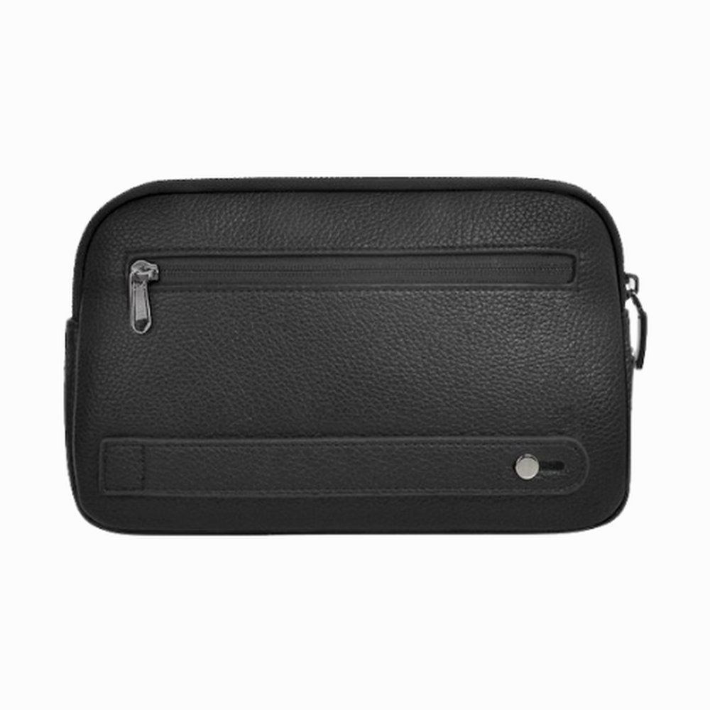 Wiwu Salem black fingerprint lock pouch with pebbled PU leather and front zippered pocket