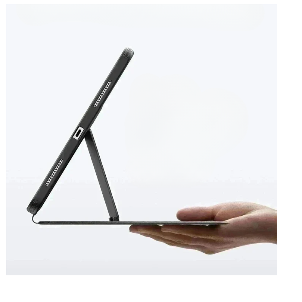 Side view of slim black ESR iPad case with foldable magnetic stand