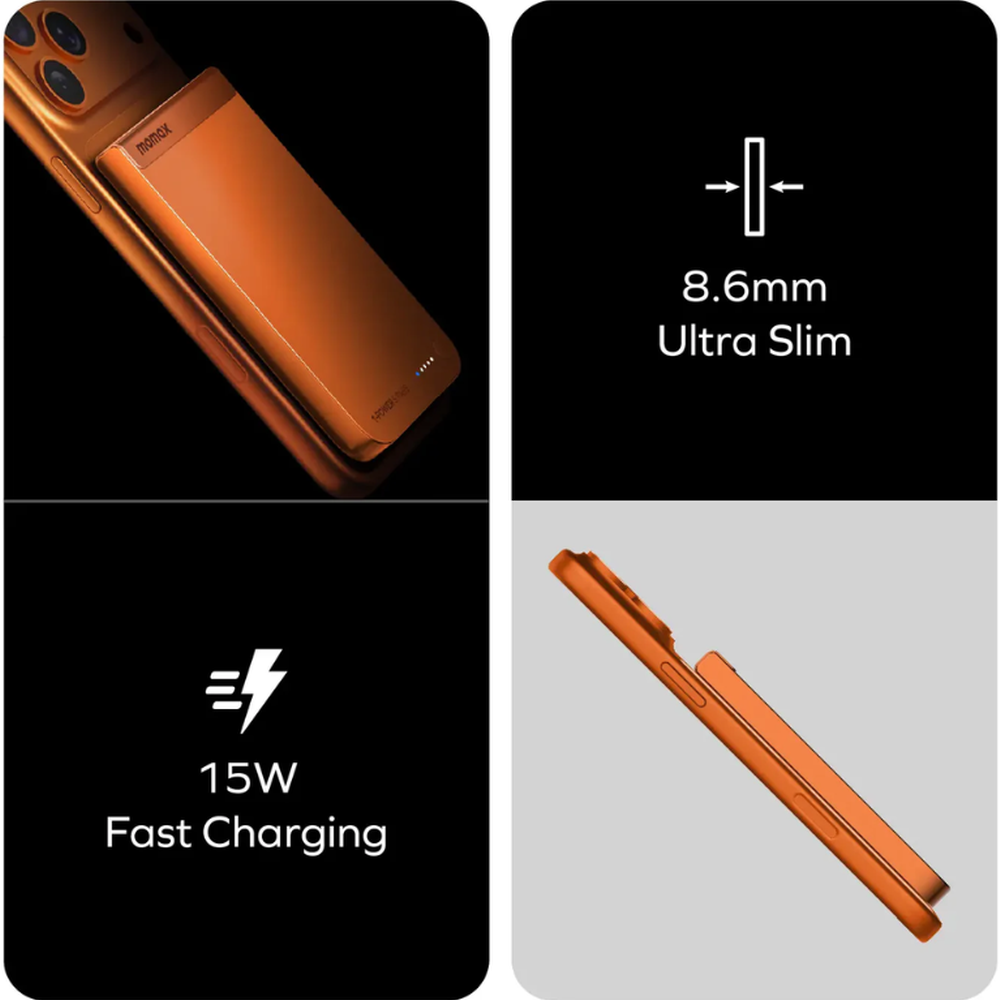 Momax 15W slim magnetic battery pack features graphic