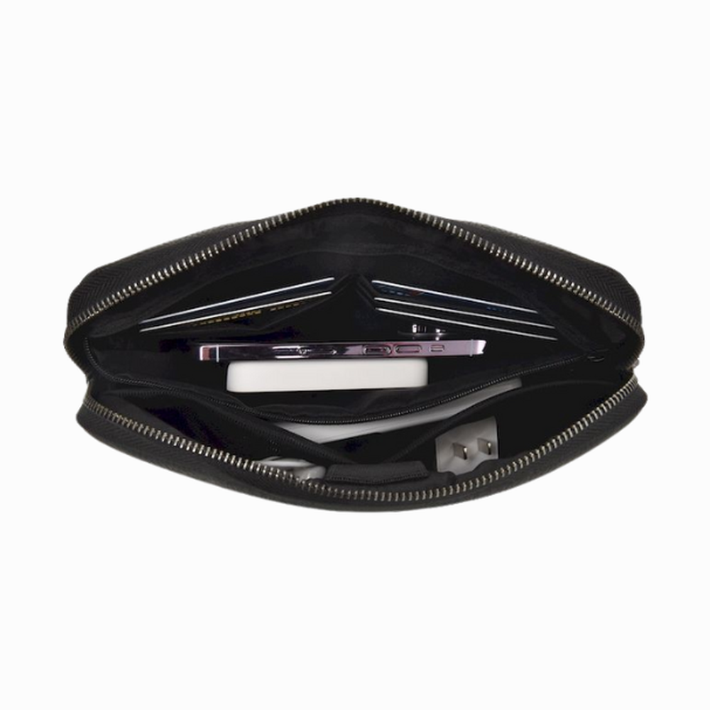 Open interior of Wiwu Salem waterproof pouch holding phone cards and power bank