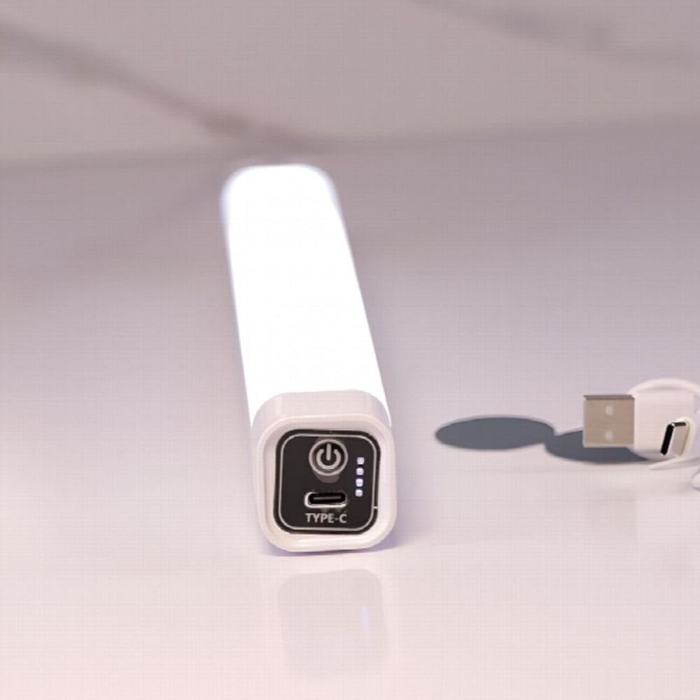 48W rechargeable LED light with USB-C port and battery indicators