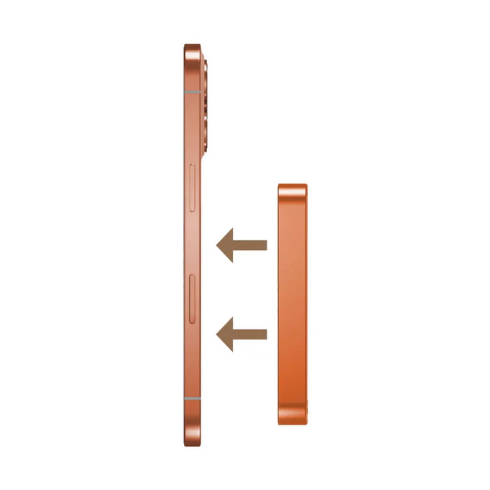 Copper Momax magnetic wireless power bank aligning with smartphone for fast charging