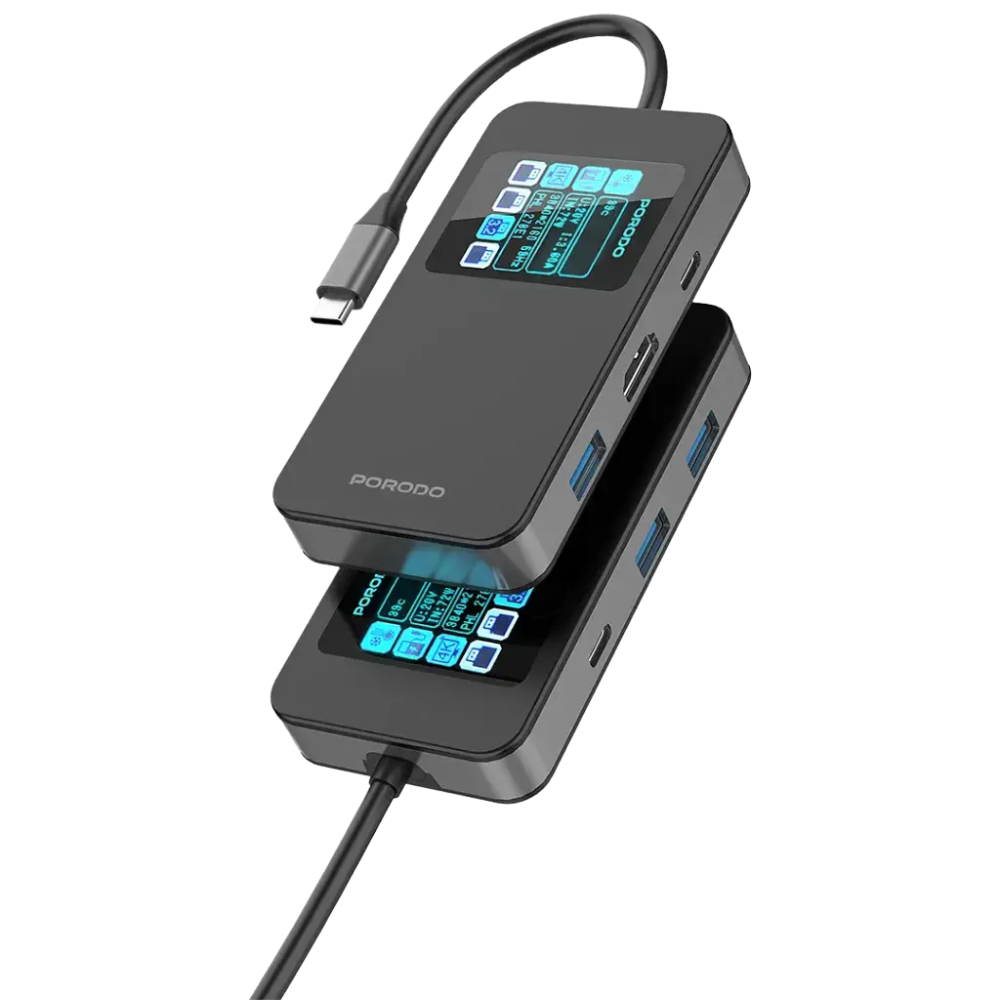 Porodo - موزع USB-C متعدد المنافذ بقوة 100 واط