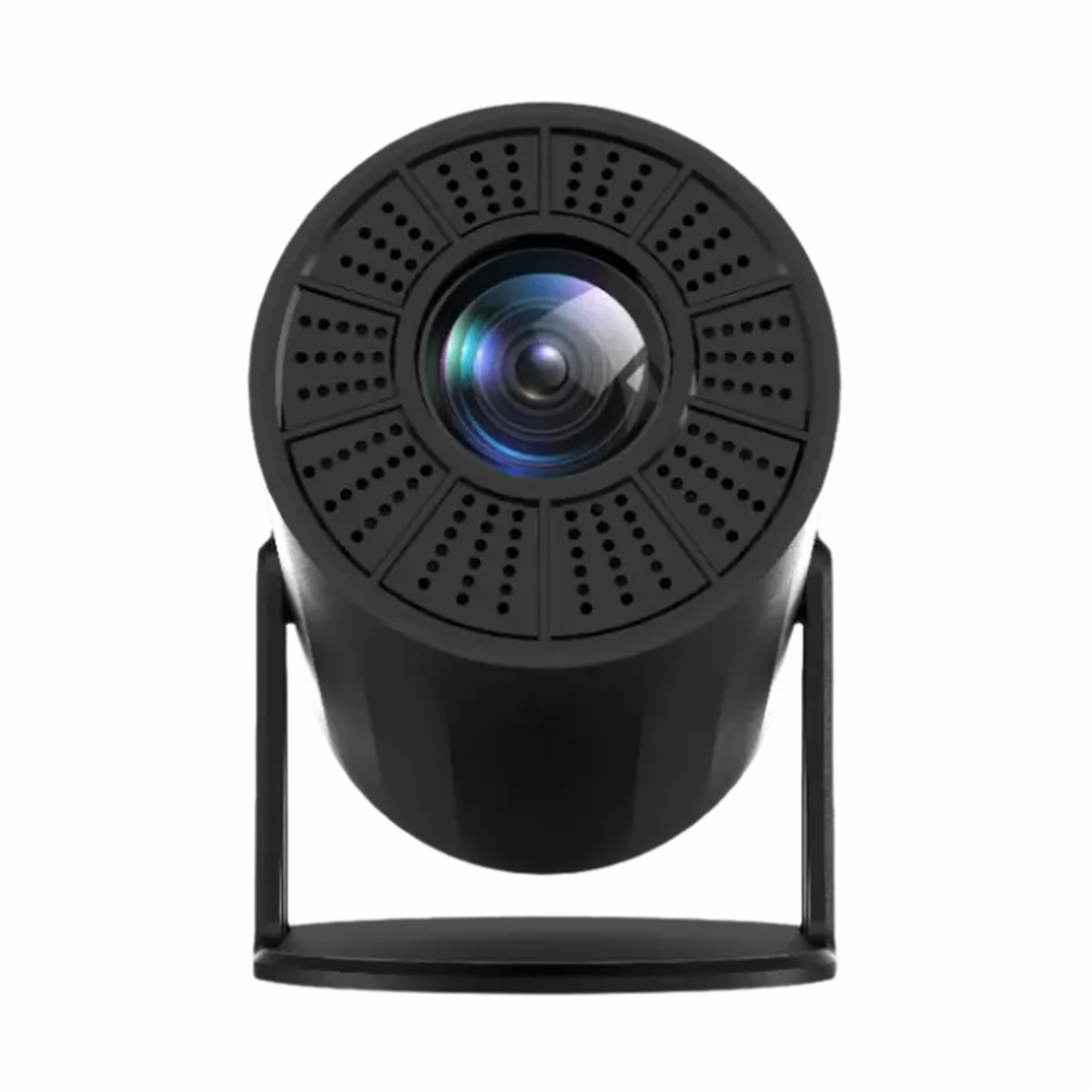 Black Porodo gaming projector with circular lens grille on stand
