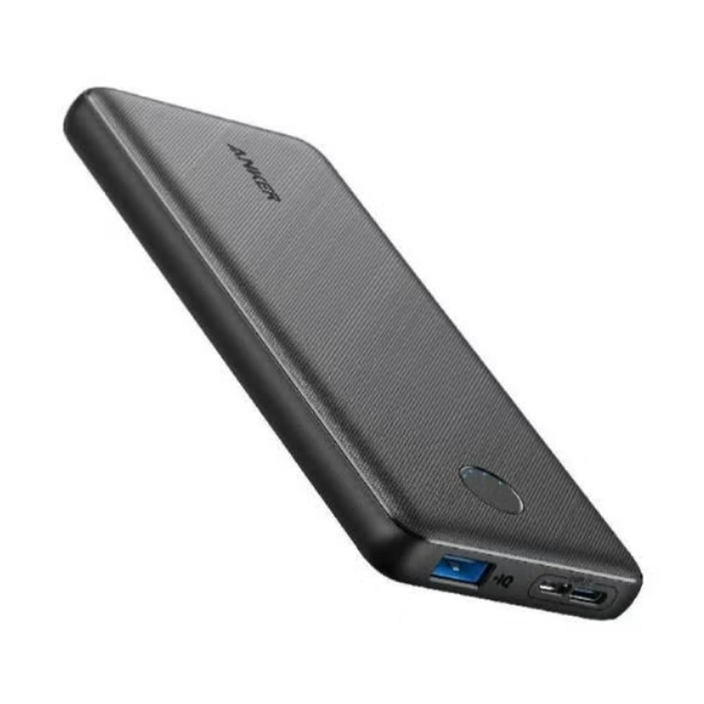Anker 15W Slim Power Bank black with dual USB ports and matte finish