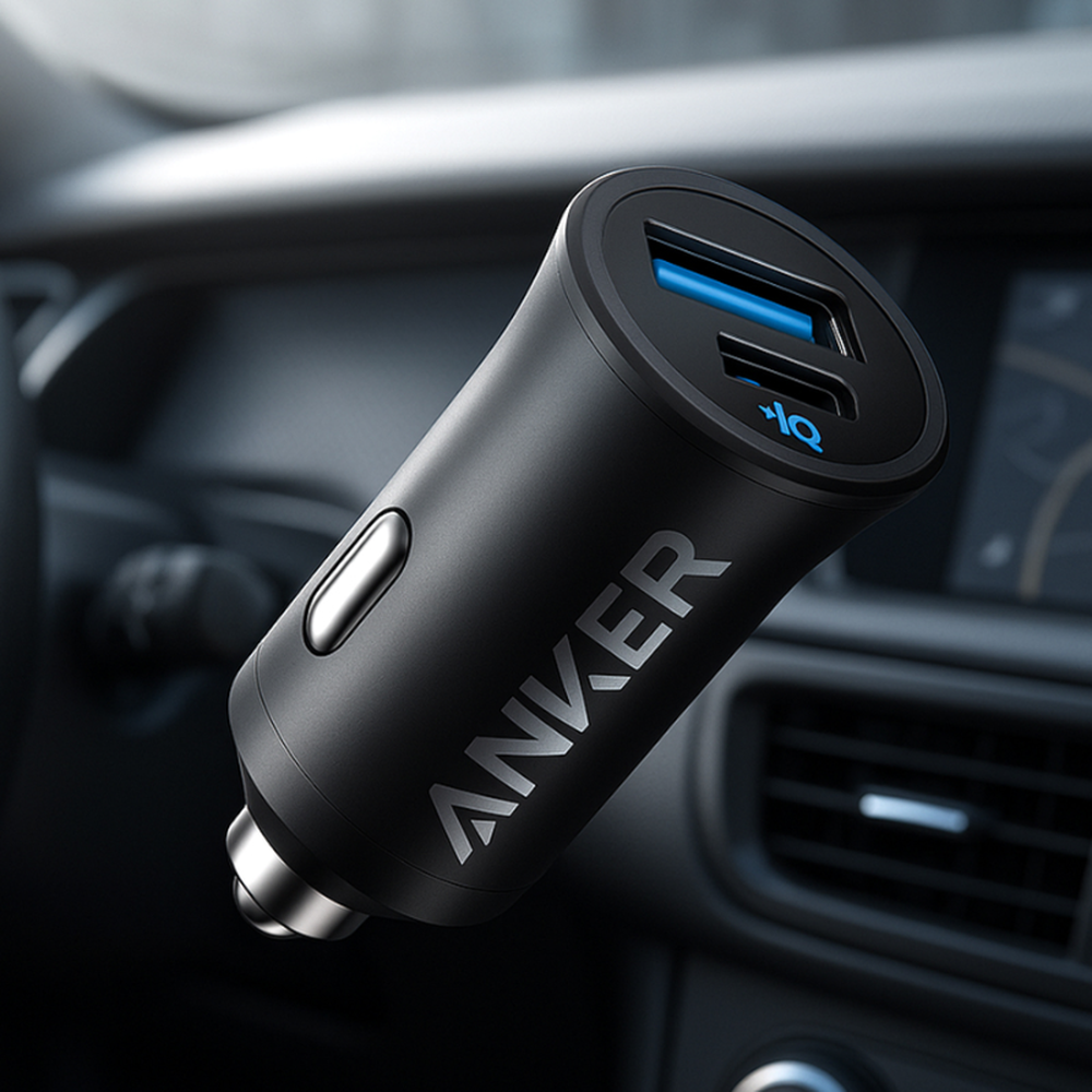 Anker 30W dual port car charger with USB-C and USB-A ports