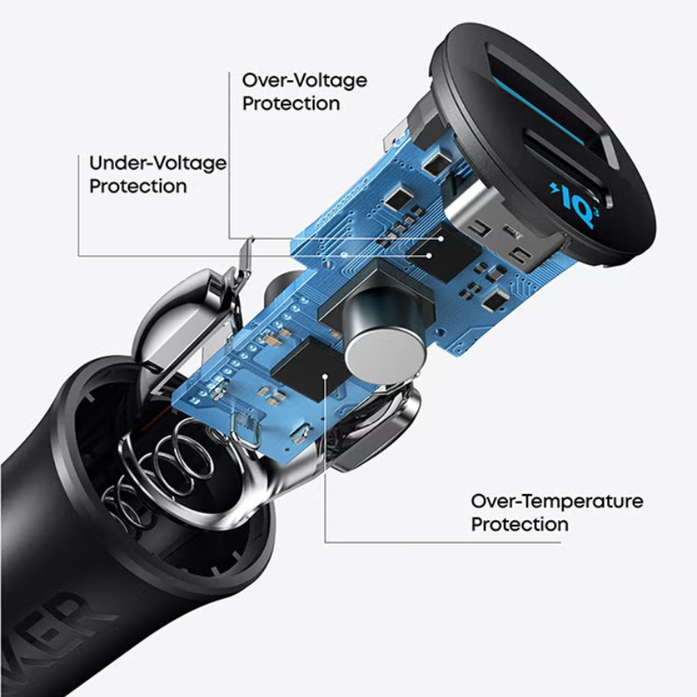 Anker 30W car charger internal circuit board safety protection