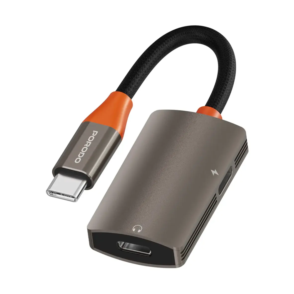 Porodo - مقسم شحن وصوت USB-C بقوة 60 واط