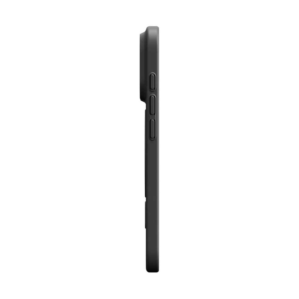 Ultra-thin black matte case edge detail showing power and volume cutouts