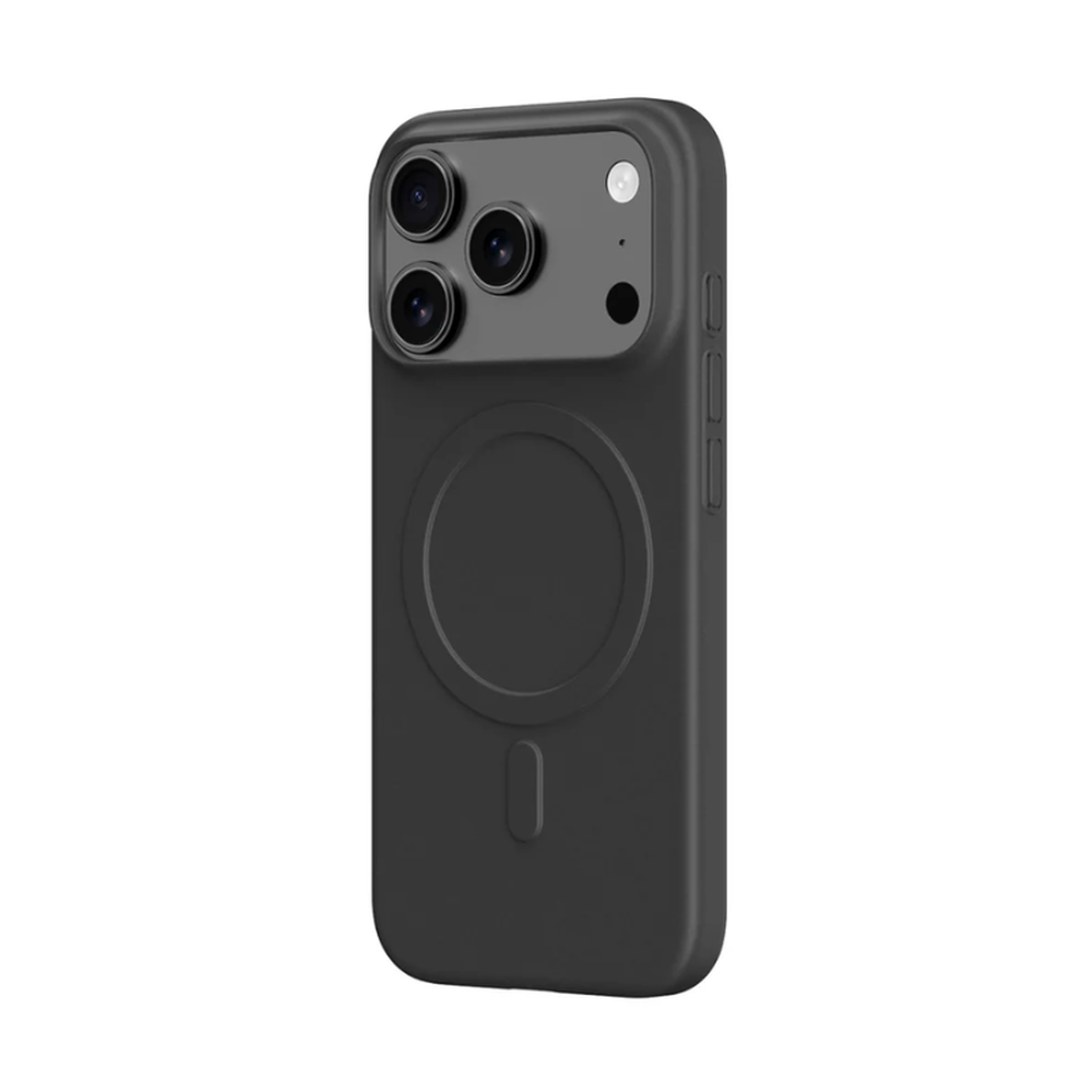 Black ultra-thin iPhone 17 case with triple camera protection and MagSafe