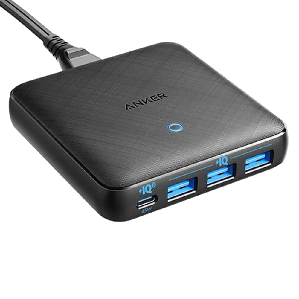Anker USB hub with multiple ports on a white background