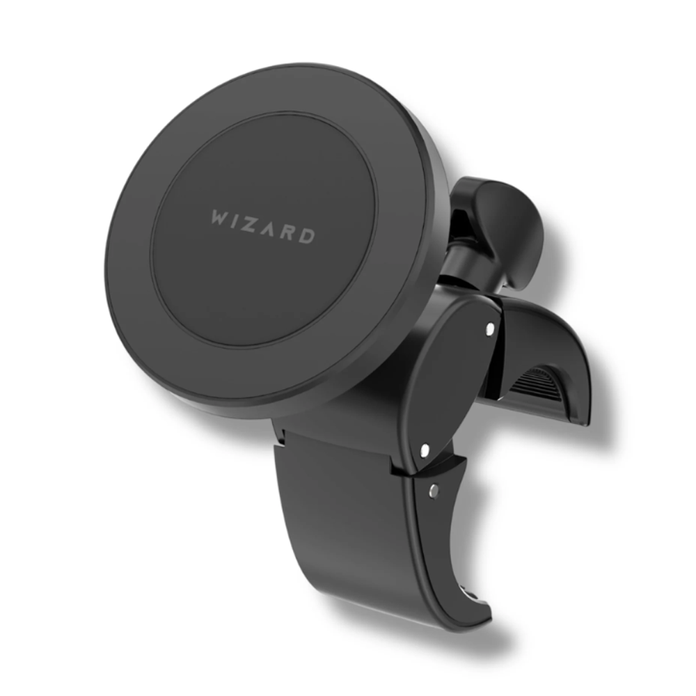 Black Wizard FlexGrip car mount side profile with textured grip