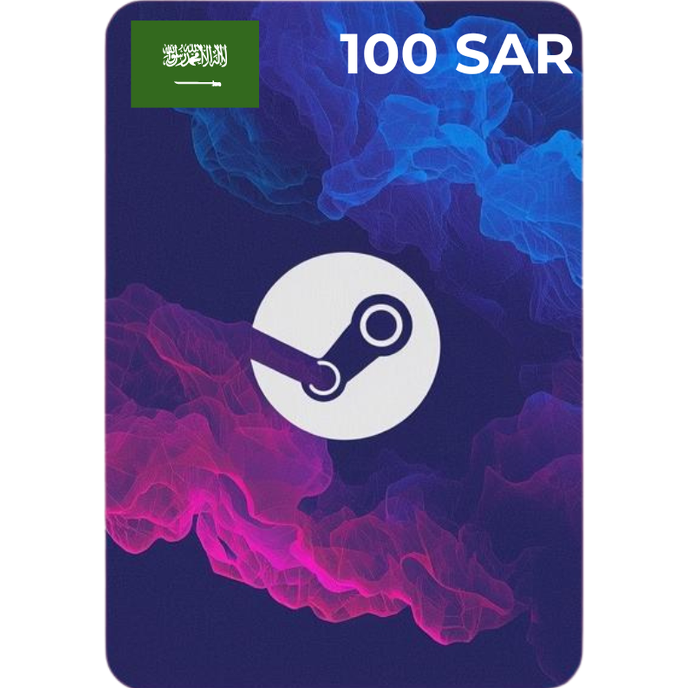 100 SAR Steam Wallet Card for KSA with blue smoke design