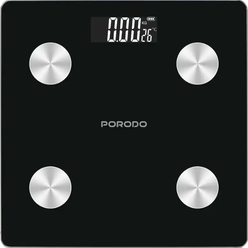 Porodo Smart Body Fat Scale, Digital Smart Bluetooth Body Composition Analyzer with Accurate Weight Measurement, Body Fat Percentage, BMI & Health Monitoring | ميزان Porodo الذكي لقياس دهون الجسم، ميزان رقمي ذكي بتقنية Bluetooth لتحليل مكونات الجسم، قياس الوزن بدقة ونسبة الدهون ومؤشر كتلة الجسم ومتابعة المؤشرات الصحية
