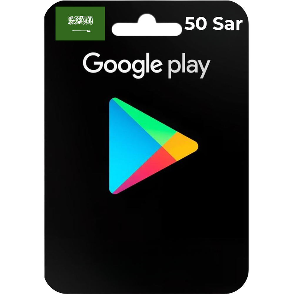 50 SAR Google Play KSA digital gift card with Saudi flag for Android apps and movies