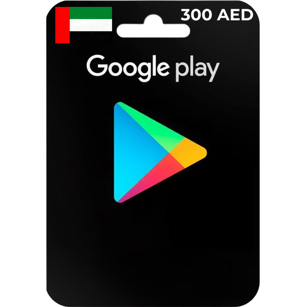 300 AED Google Play UAE digital gift card with flag and logo