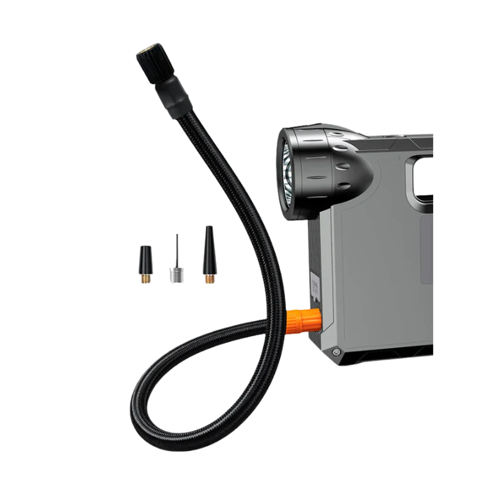 Braided air hose with multiple nozzles for the portable car tire inflator