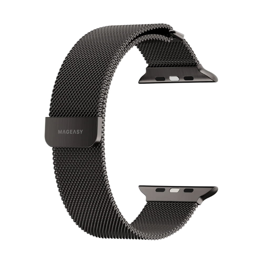 Black MAGEASY stainless steel mesh band with engraved magnetic clasp