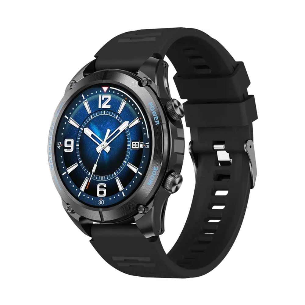 Powerology Titan Rugged GPS Smart Watch black zinc alloy case blue starry dial