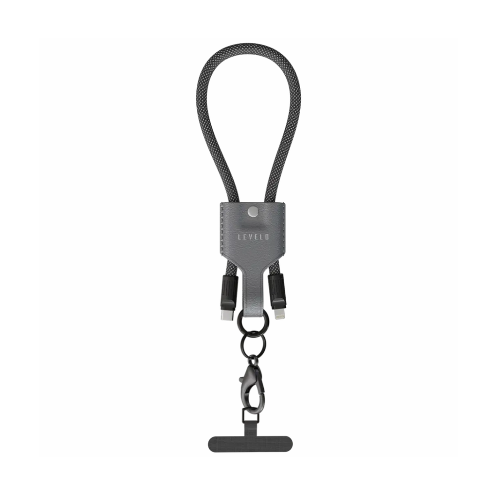 Levelo 30W USB-C to Lightning cable with braided TPE, leather strap and lanyard loop