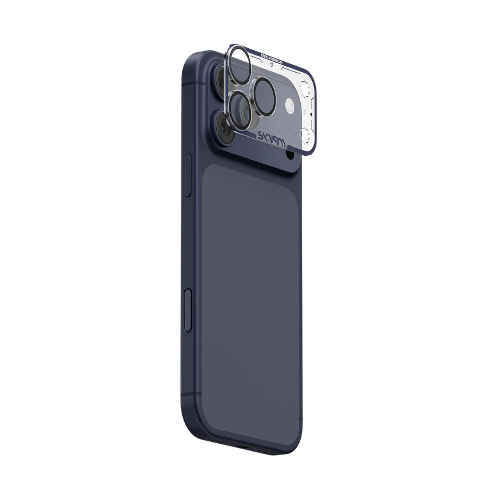 Skinarma iPhone 17 Pro Max camera lens protector with individual tempered glass rings and LiDAR cutout