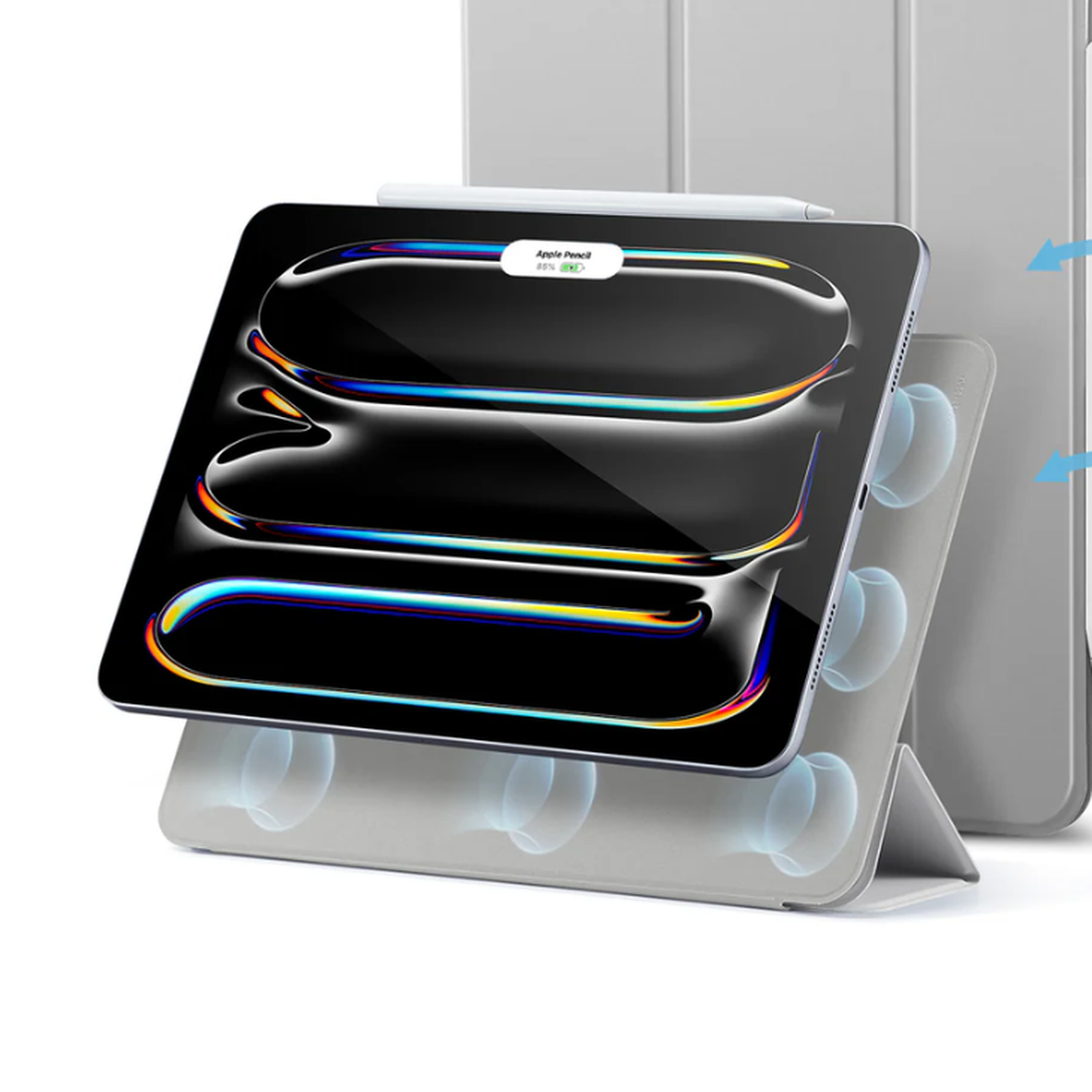 Gray ESR iPad Pro 11 inch magnetic case with two-way adjustable stand and ventilation cutouts