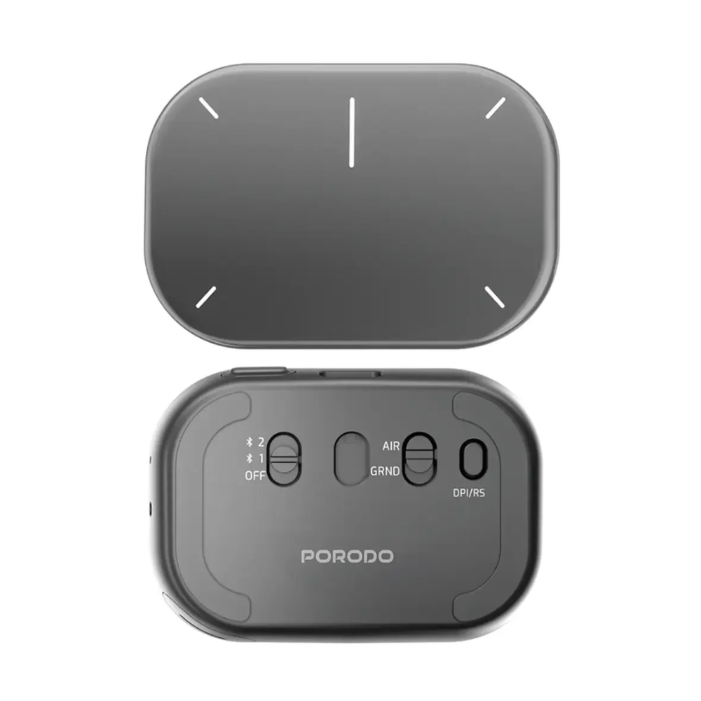 Porodo dark gray wireless mouse with air clicker buttons and matte finish